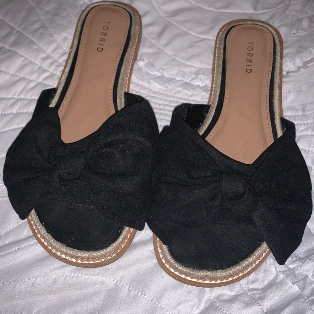 Torrid Black Slide Shoes with Bow Size 11 WIDE